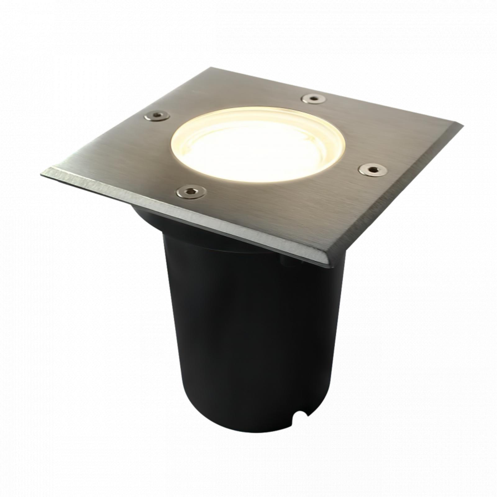  LED Bodeneinbaustrahler eckig quadratisch Edelstahl Außenleuchte Bodenleuchte IP67 1,2W LED Lichtfarbe warmweiß GU10 230V